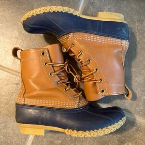 L.L. Bean Bean Boots Brown Leather Blue Rubber Women’s Size 7 M US